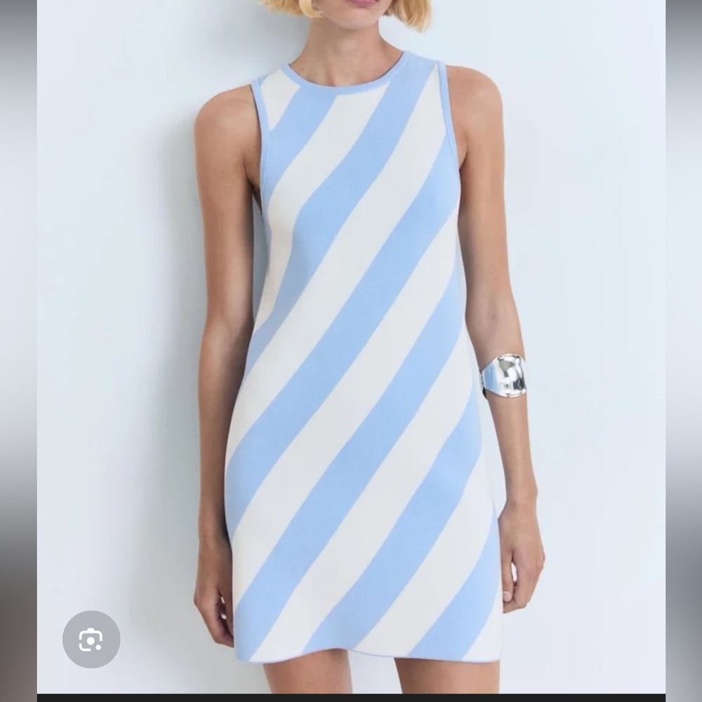 NWT Mango Blue and White Striped Dress